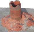 rubble in the box - industrial chimney in demolition