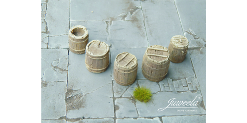 wooden barrels