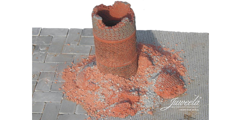 rubble in the box - industrial chimney in demolition